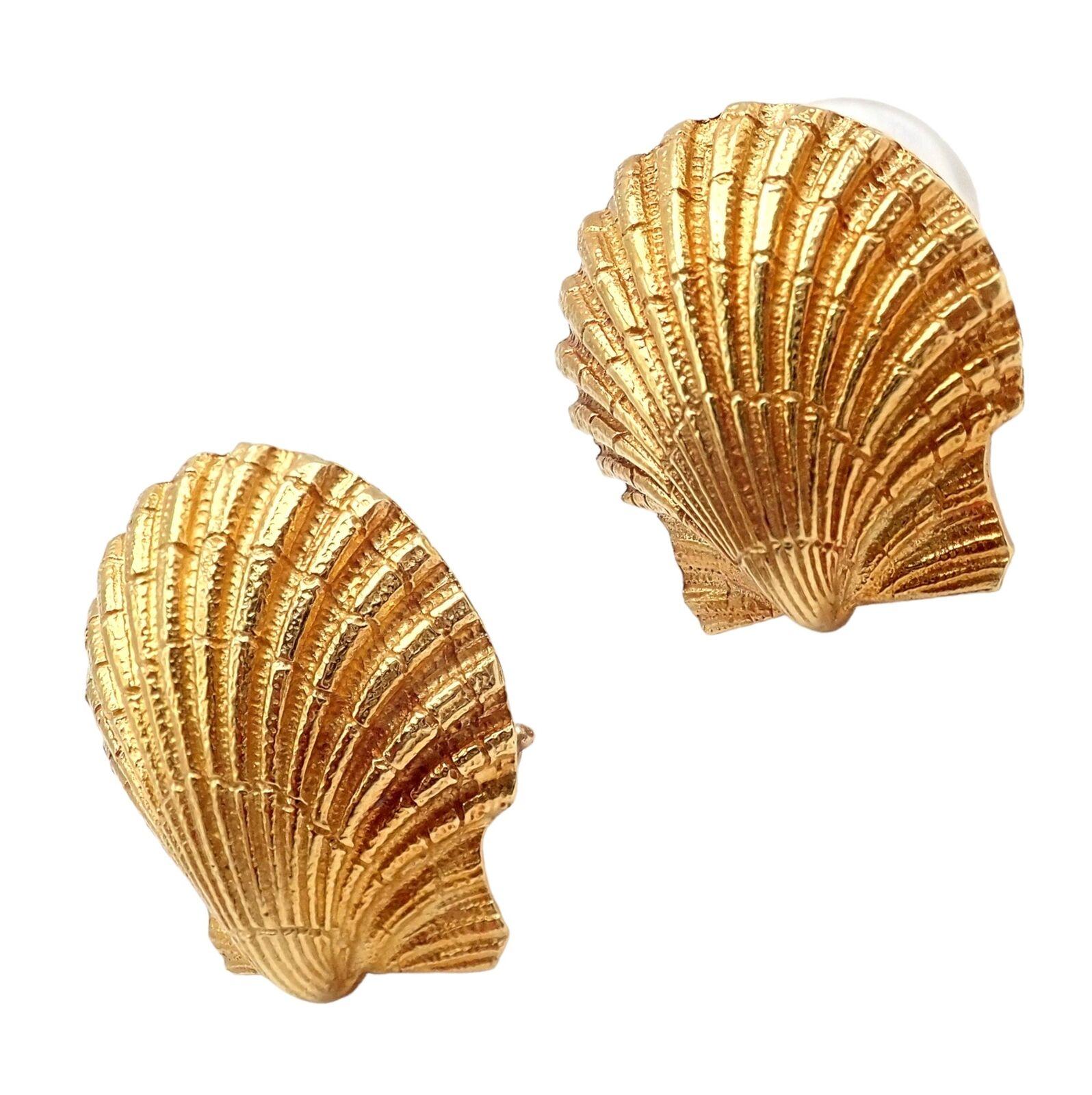 Vintage Tiffany & Co Jean Schlumberger Seashell Yellow Gold Earrings 4