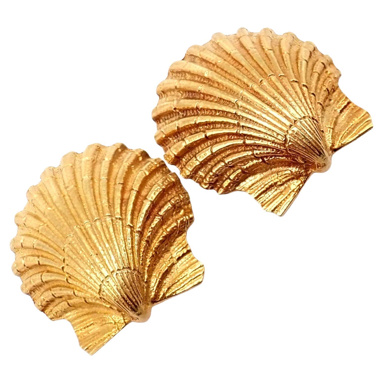 Vintage Tiffany & Co Jean Schlumberger Seashell Yellow Gold Earrings