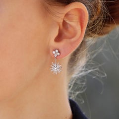 Vintage Tiffany & Co. ‘Lace Sunburst’ Diamond Drop Earrings Set in Platinum