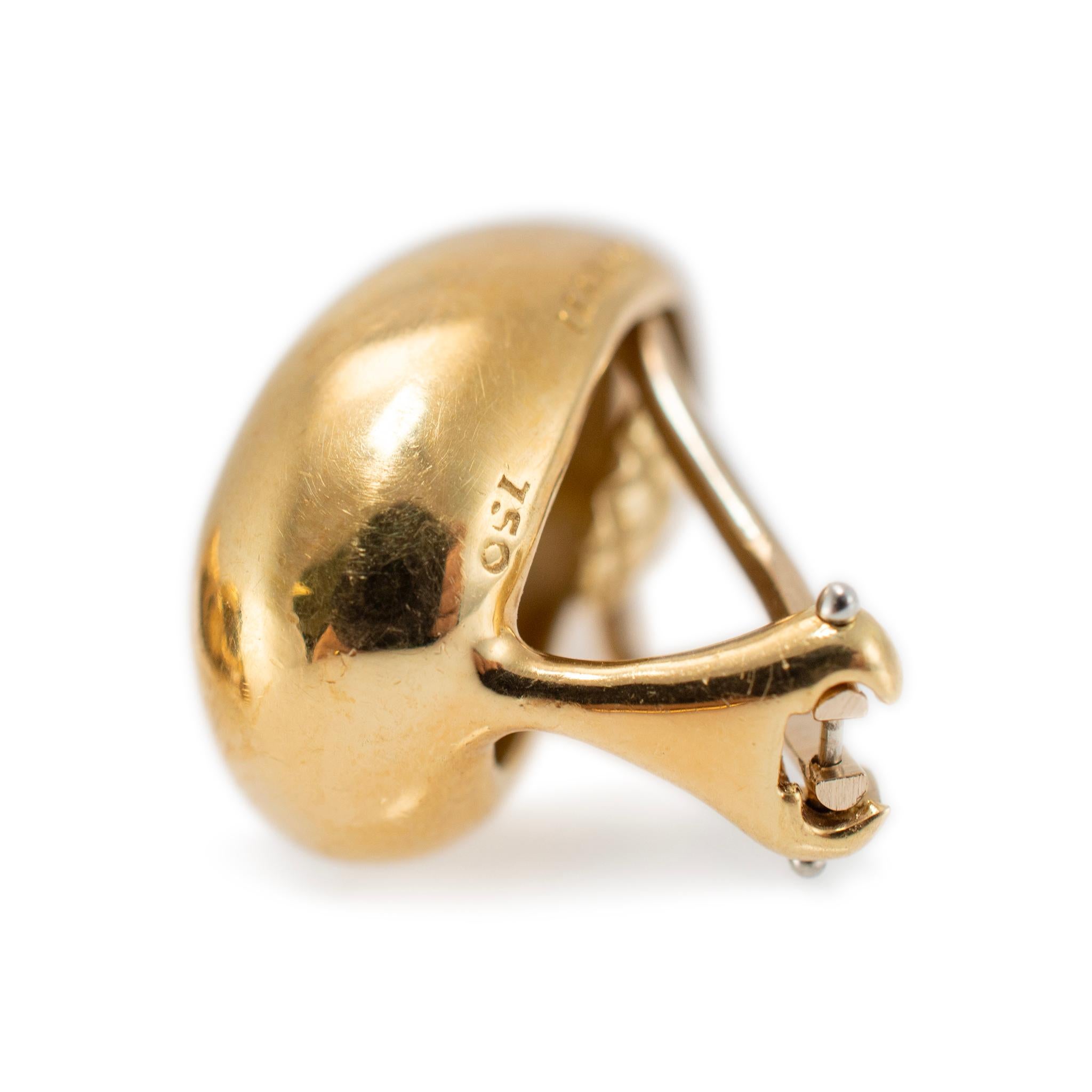 Tiffany & Co. d'epoca. Orecchini a clip Elsa Peretti in oro giallo 18 carati da donna In condizioni ottime in vendita a Houston, TX