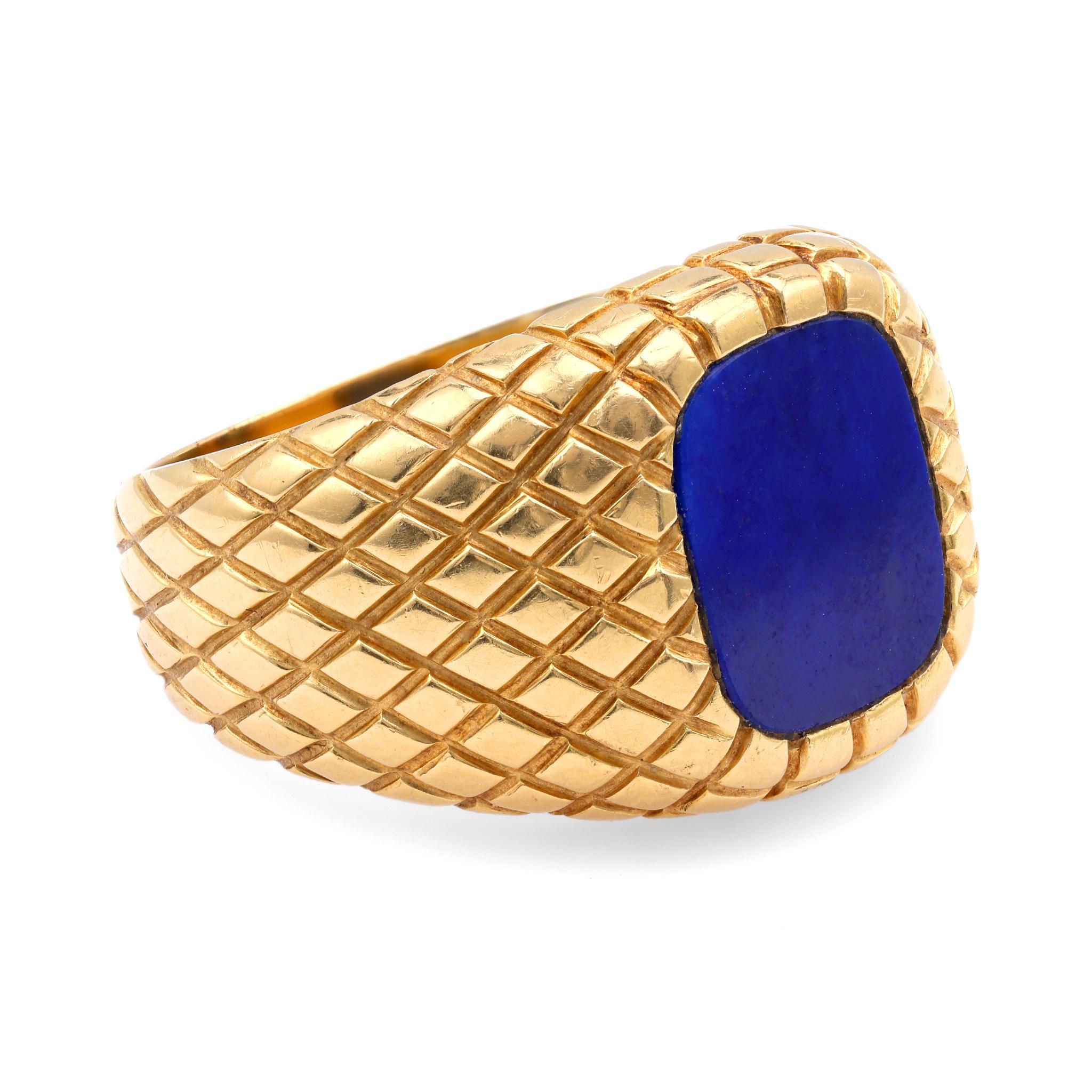 Vintage Tiffany & Co Lapis 18K Gelbgold Signet Ring (Ungeschliffen)