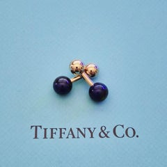 Vintage Tiffany & Co. Lapis Lazuli 14k Yellow Gold Barbell Cufflinks