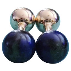 Vintage Tiffany & Co. Lapis Lazuli 14k Yellow Gold Barbell Cufflinks