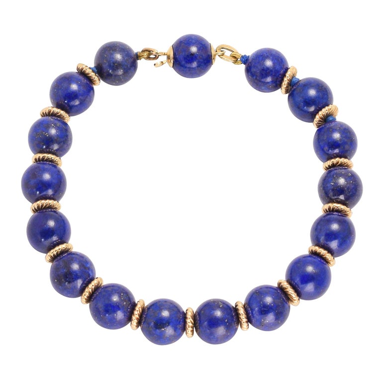 Vintage Tiffany and Lapis Lazuli Bead Bracelet at 1stDibs