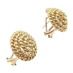 Pendientes vintage Tiffany & Co de oro amarillo con cuerda enrollada grande