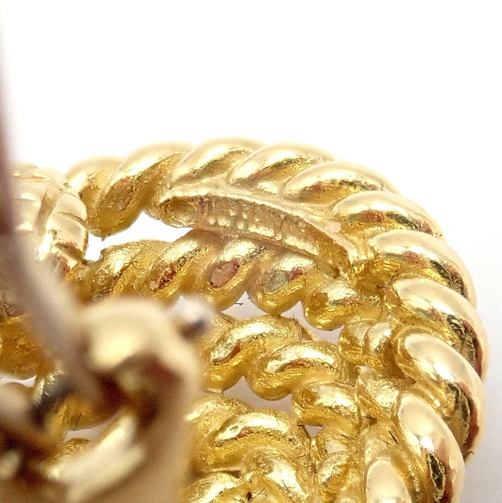 Tiffany & Co, grandes boucles d'oreilles vintage en or jaune en forme de corde enroulée en vente 1