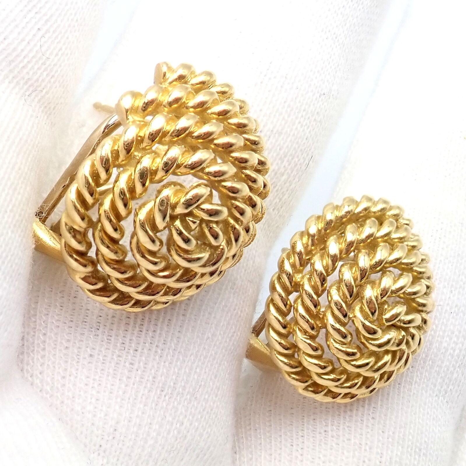 Vintage Tiffany & Co Large Coiled Rope Yellow Gold Earrings For Sale 1