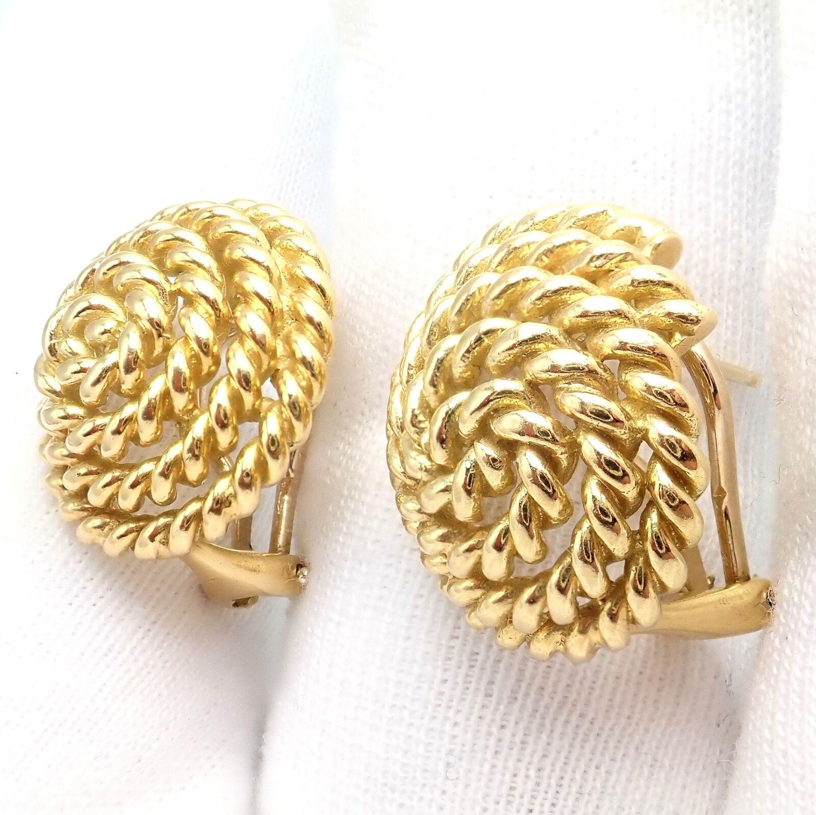 Vintage Tiffany & Co Large Coiled Rope Yellow Gold Earrings For Sale 2