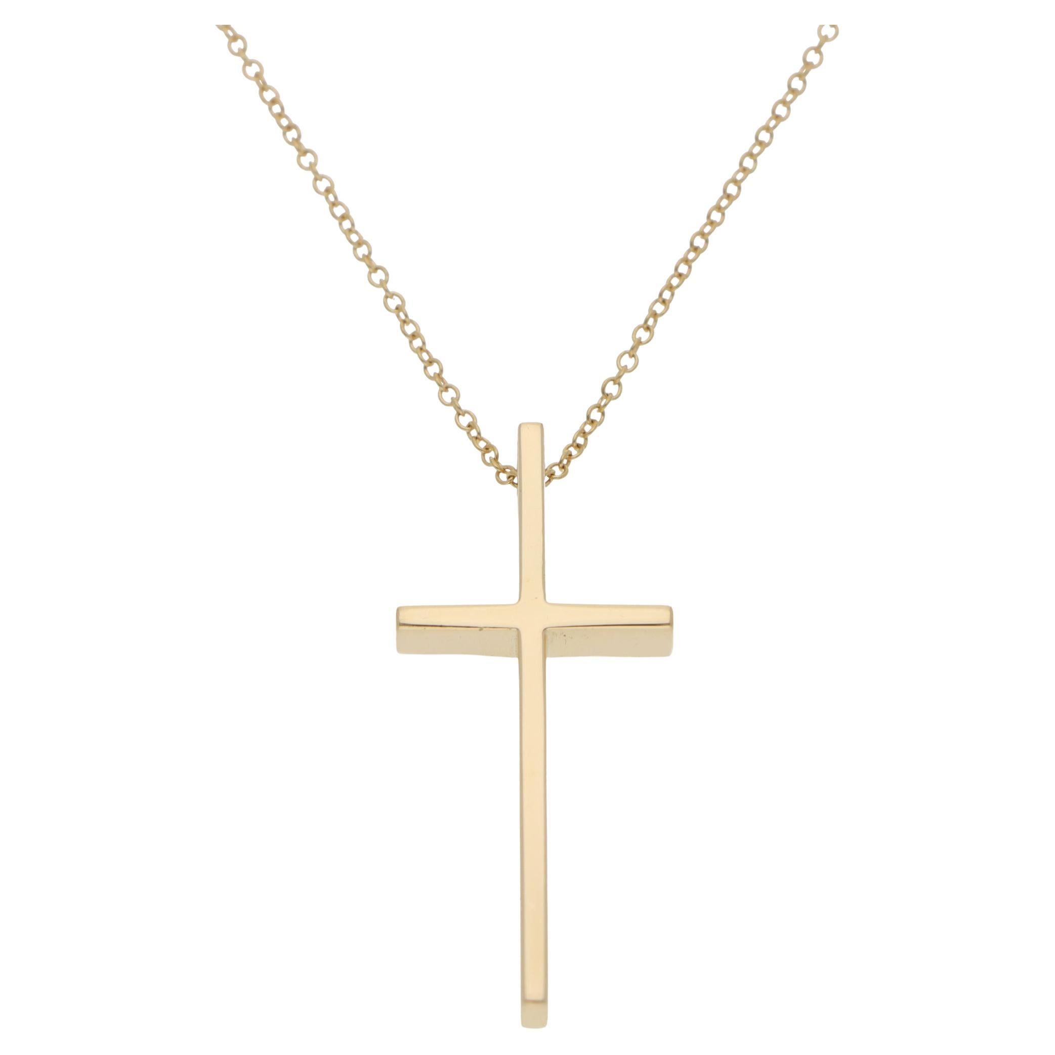 Vintage Tiffany 
Co. Large Cross Necklace in Yellow Gold