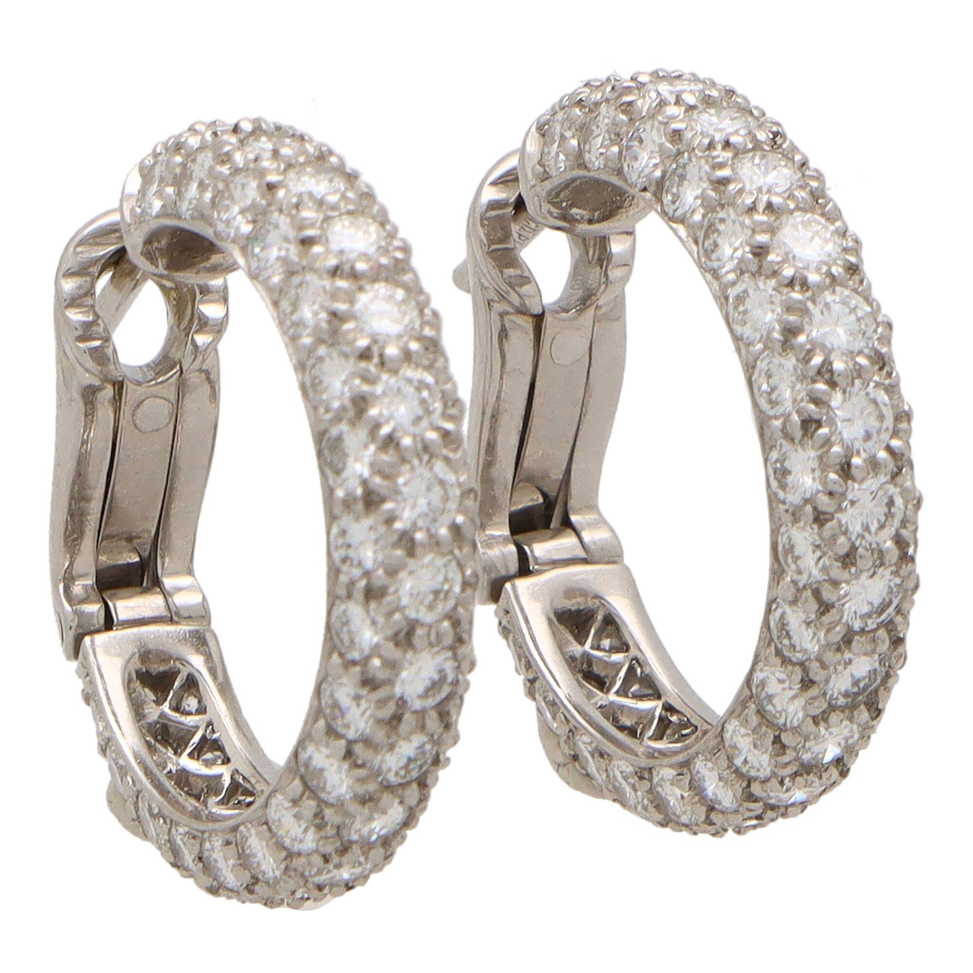 Modern Vintage Tiffany & Co. Large Etoile Diamond Hoop Earrings in Platinum