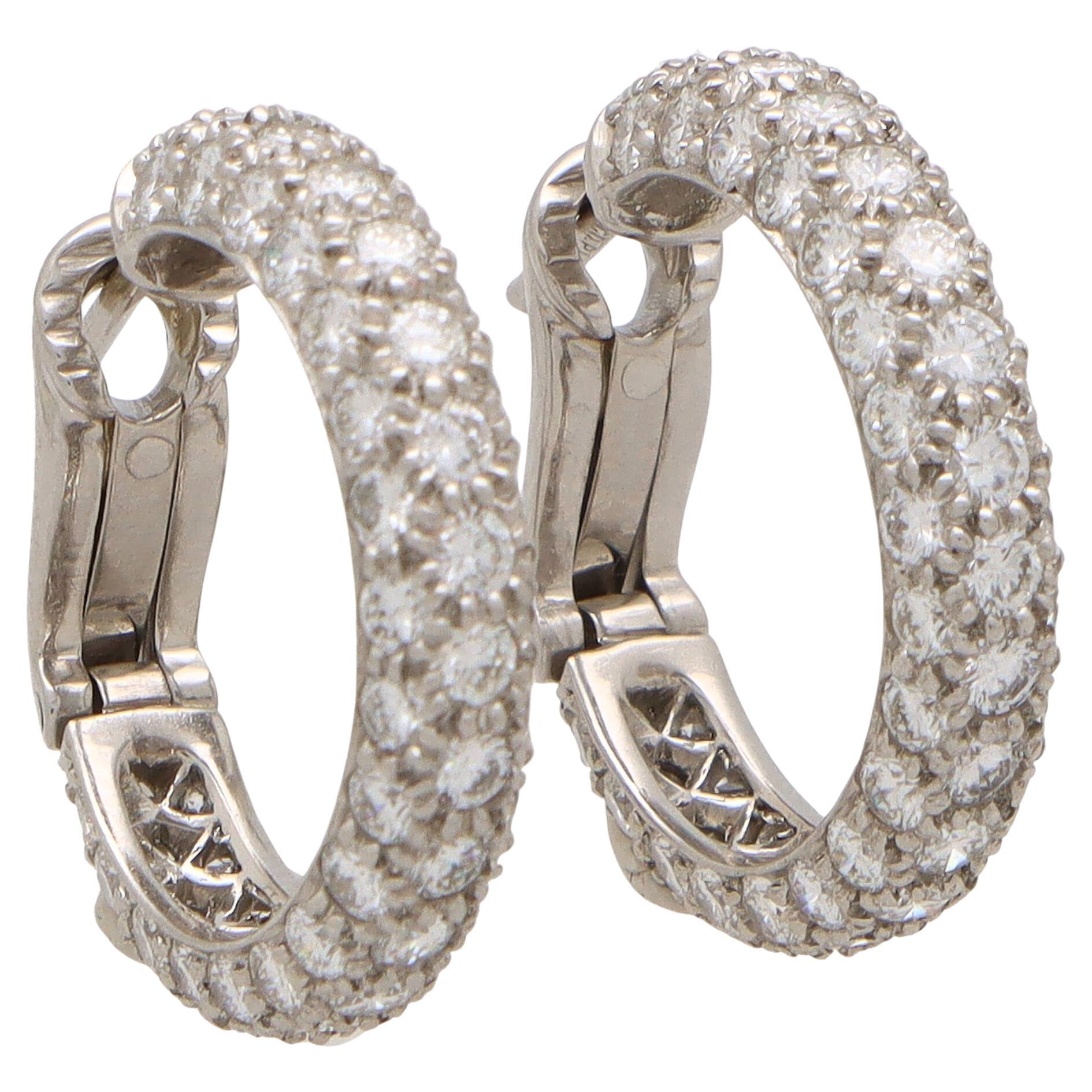 Vintage Tiffany & Co. Large Etoile Diamond Hoop Earrings in Platinum