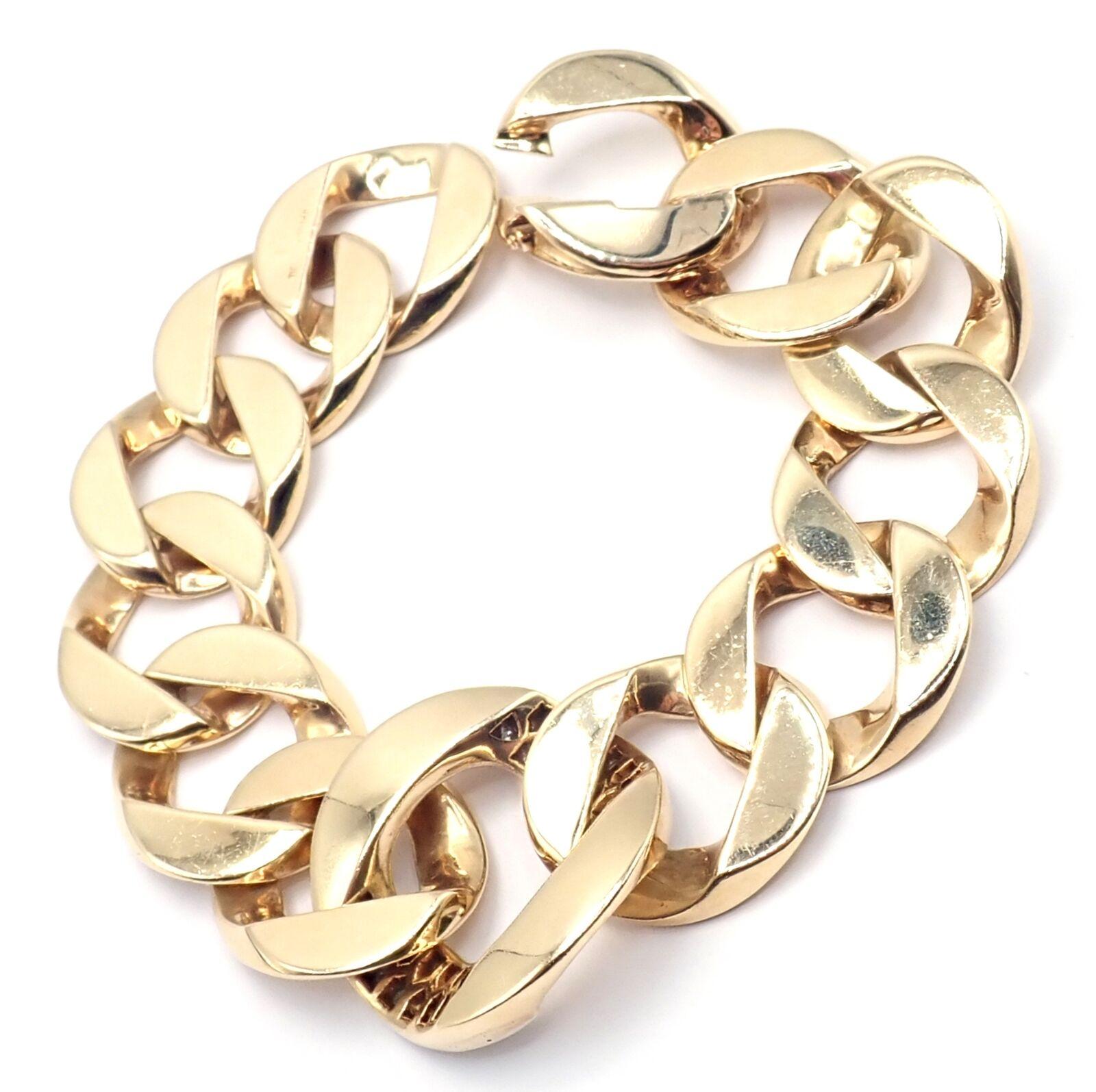 Vintage Tiffany & Co. Large Heavy Curb Link Diamond Yellow Gold Bracelet For Sale 7