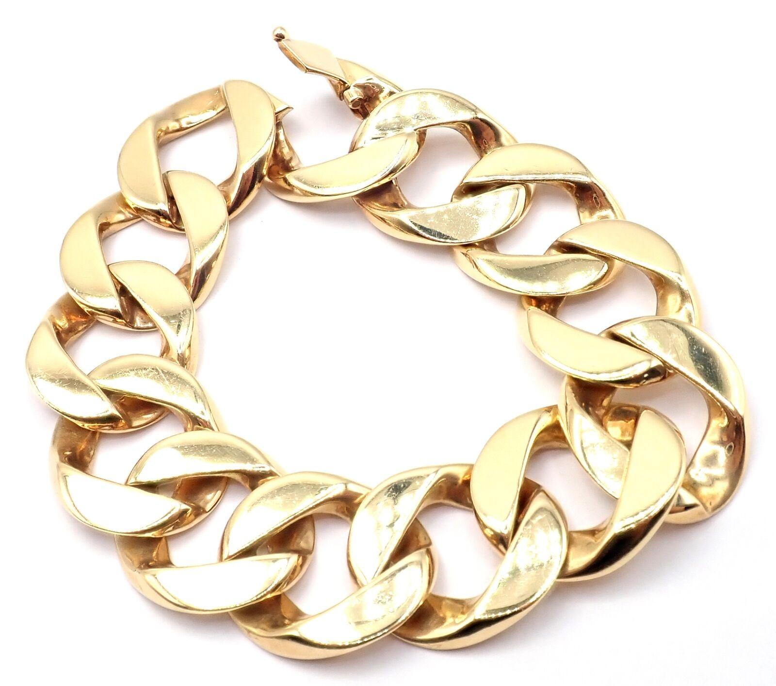 Vintage Tiffany & Co. Large Heavy Curb Link Yellow Gold Bracelet 2