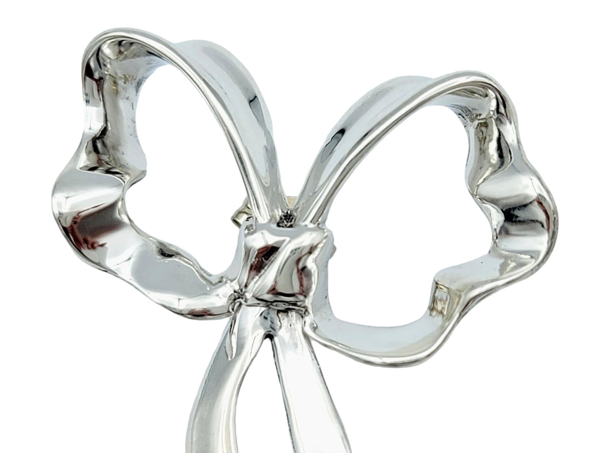 Weinlese Tiffany & Co. Große Schleifenschleifen-Ohrringe aus poliertem Sterlingsilber im Zustand „Gut“ im Angebot in Scottsdale, AZ