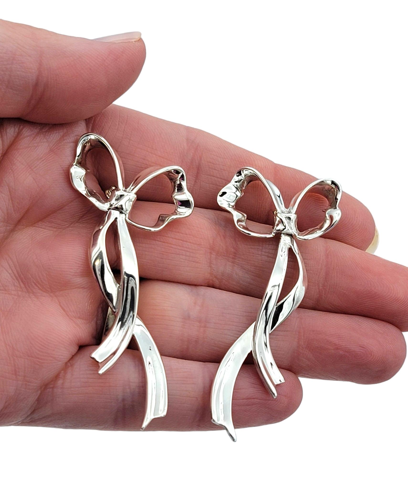 Vintage Tiffany & Co. Large Ribbon Bow Earrings Set in Polished Sterling Silver For Sale 2