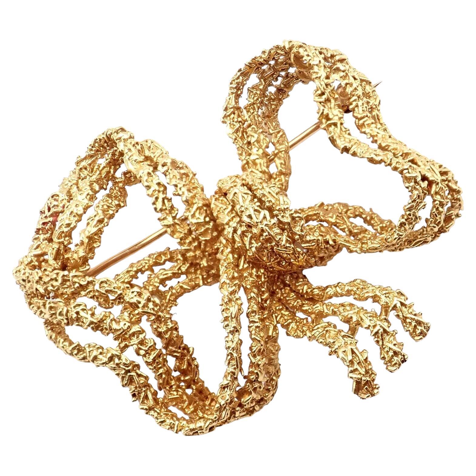 Tiffany & Co Broche vintage en or jaune avec grand nœud en forme de ruban