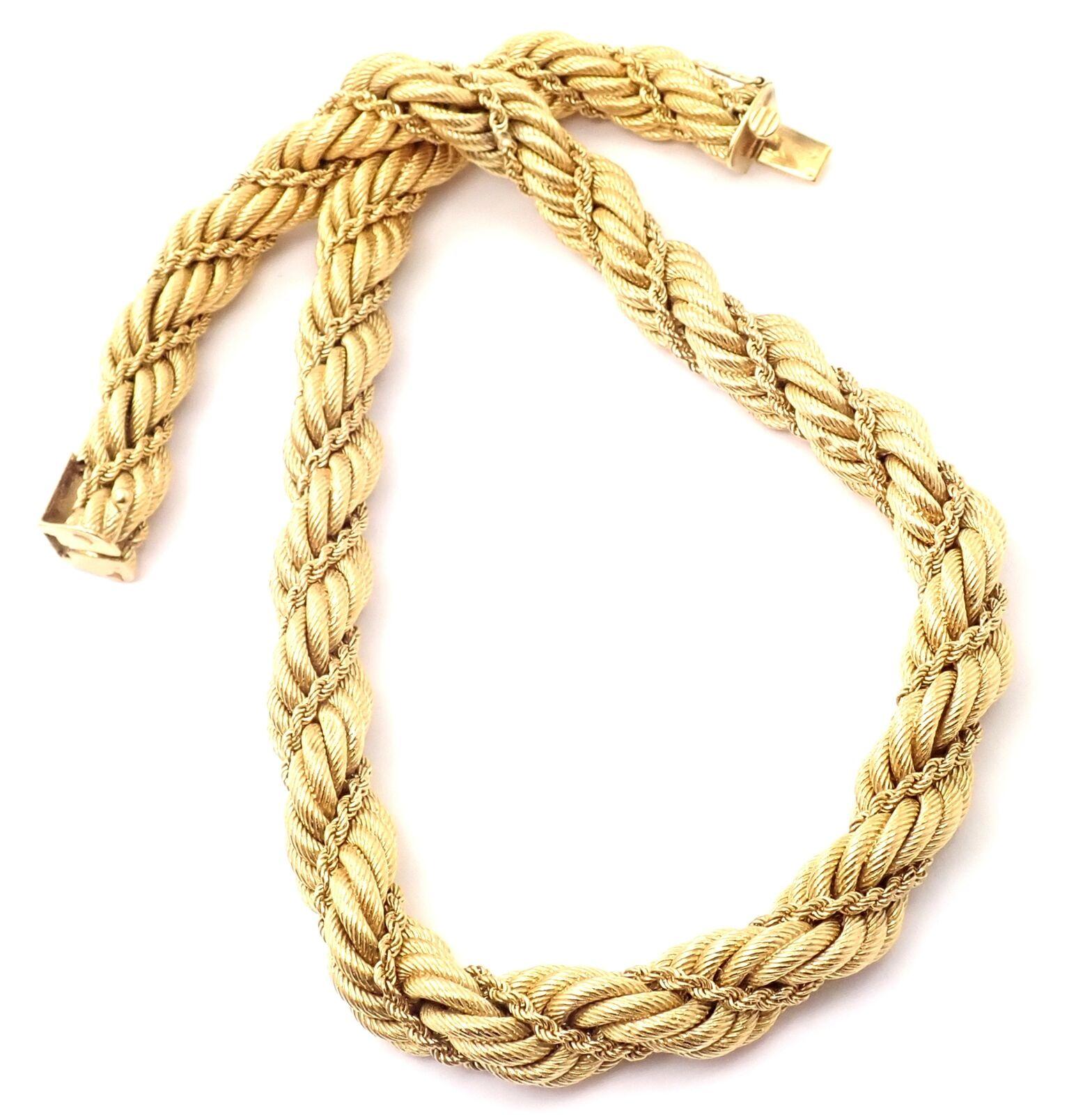 Women's or Men's Vintage Tiffany & Co Large Twisted Double Rope Yellow Gold Chain Necklace