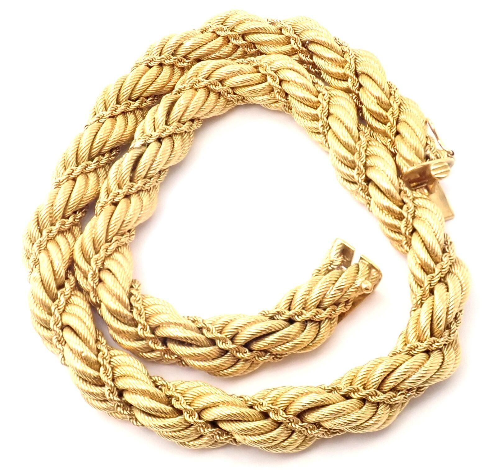 Vintage Tiffany & Co Large Twisted Double Rope Yellow Gold Chain Necklace 1
