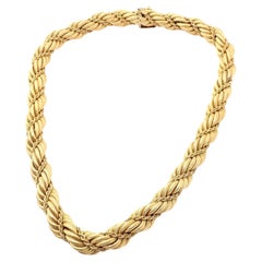 Vintage Tiffany & Co Large Twisted Double Rope Yellow Gold Chain Necklace