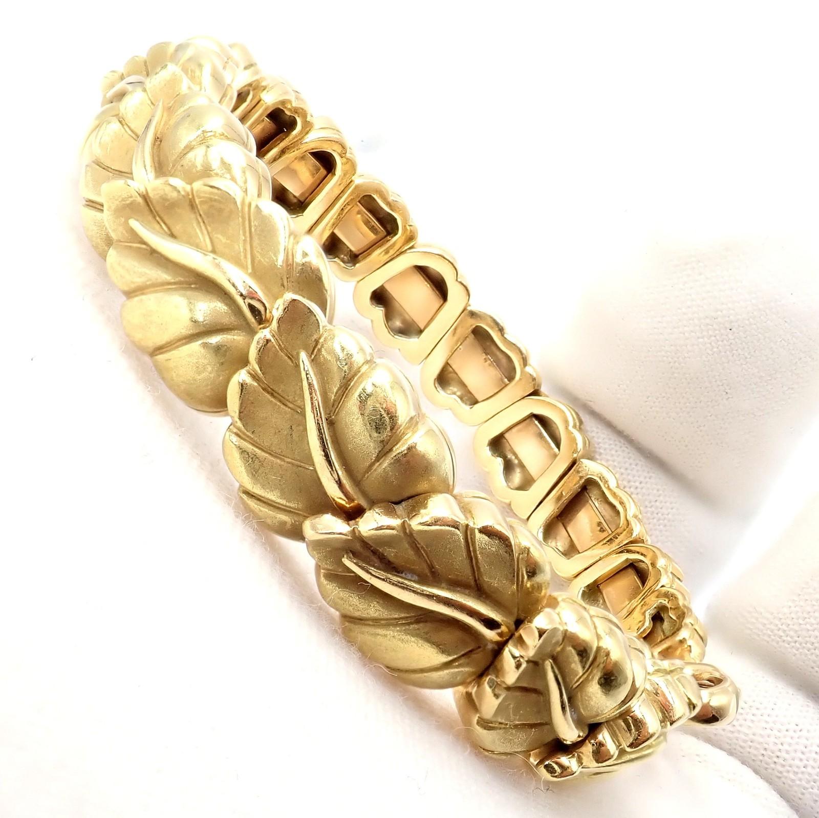 Vintage Tiffany & Co Leaf Link Yellow Gold Bangle Bracelet For Sale 6