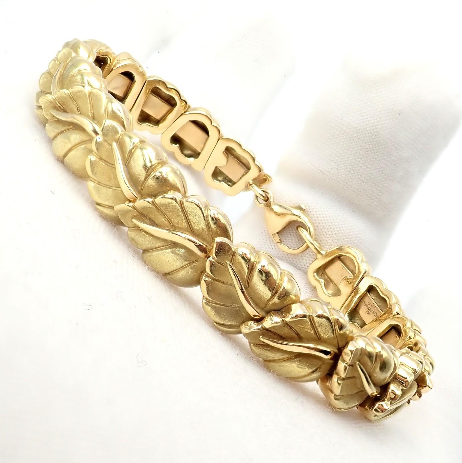 Vintage Tiffany & Co Leaf Link Yellow Gold Bangle Bracelet For Sale 7
