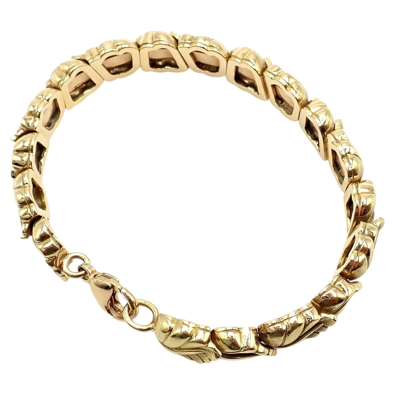 Vintage Tiffany & Co Leaf Link Yellow Gold Bangle Bracelet For Sale 8
