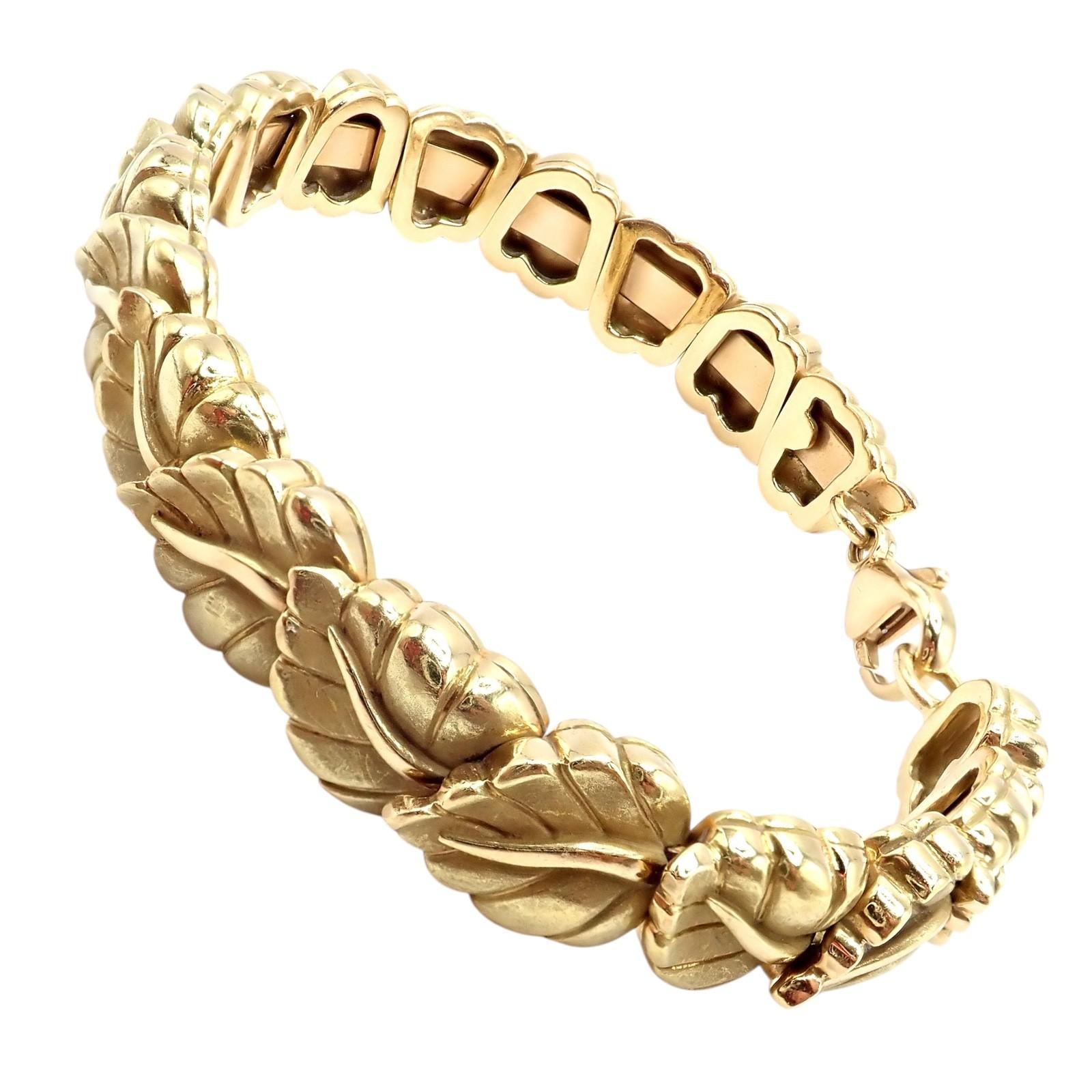 Vintage Tiffany & Co Leaf Link Yellow Gold Bangle Bracelet For Sale 10