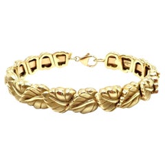Vintage Tiffany & Co Leaf Link Yellow Gold Bangle Bracelet