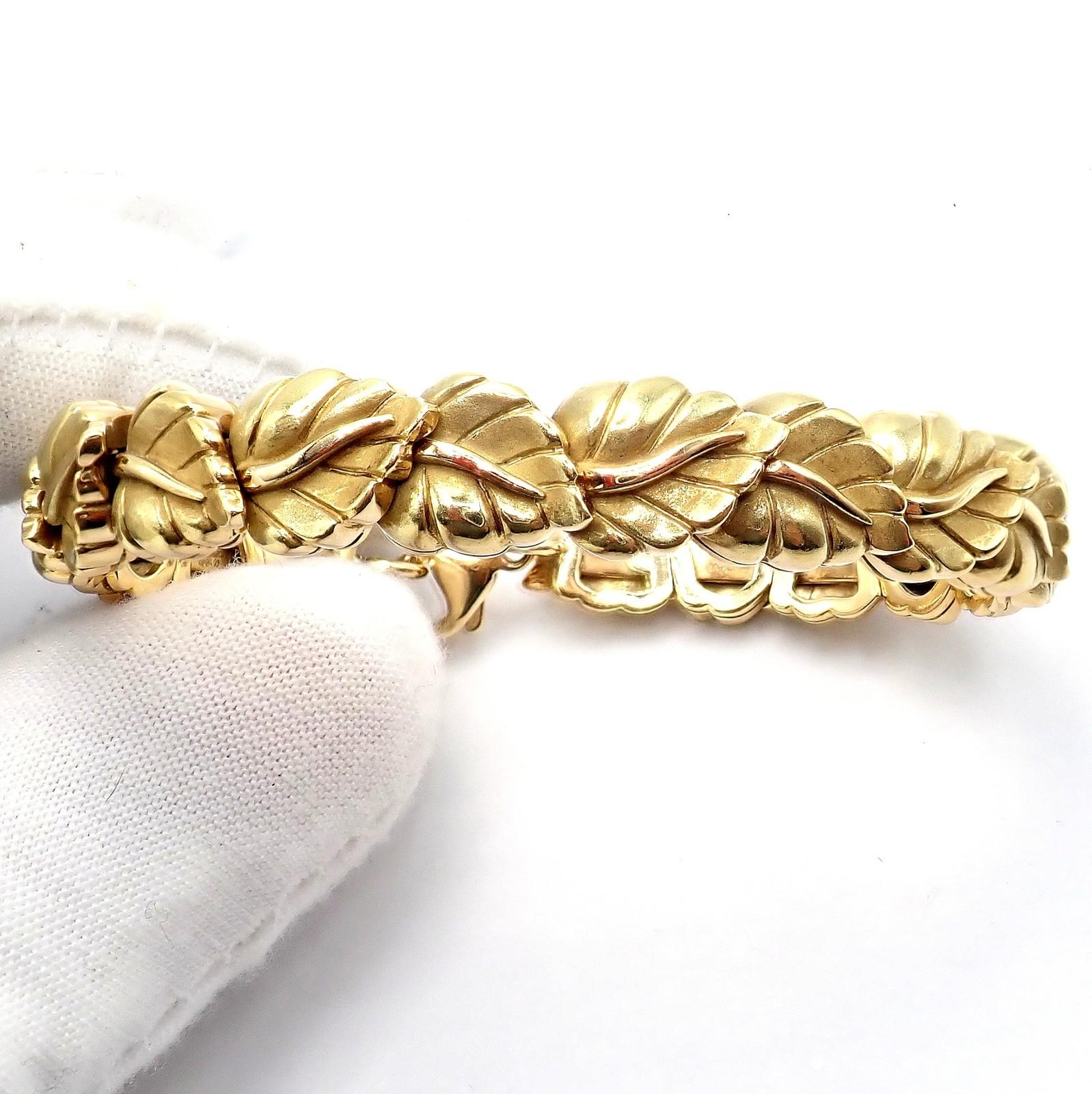 Vintage Tiffany & Co Leaf Link Yellow Gold Bangle Bracelet For Sale 4