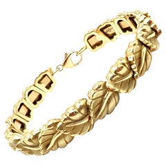 Vintage Tiffany & Co Leaf Link Yellow Gold Bangle Bracelet