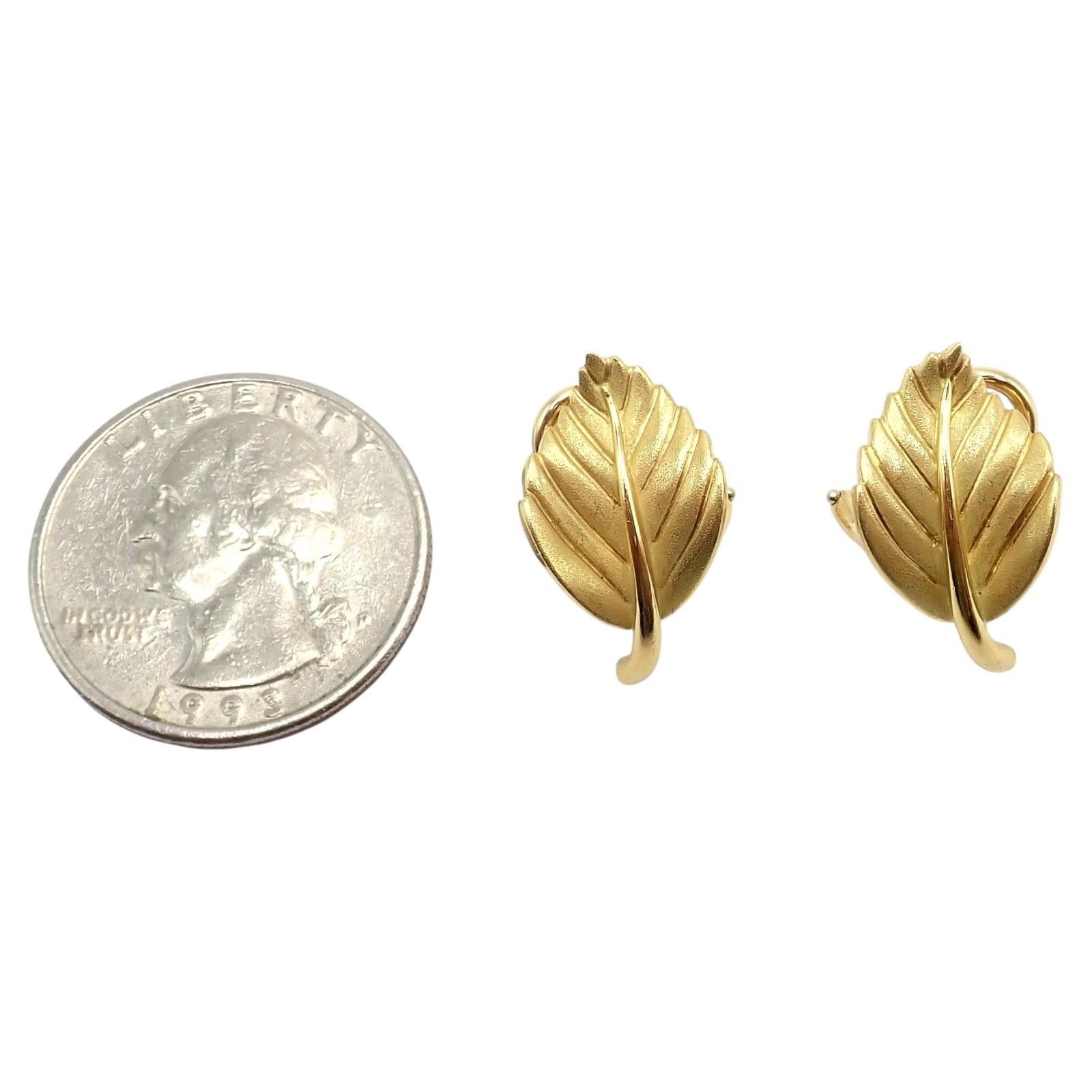 Vintage Tiffany & Co. Gelbgold-Ohrringe mit Blättern im Zustand „Hervorragend“ im Angebot in Southampton, PA