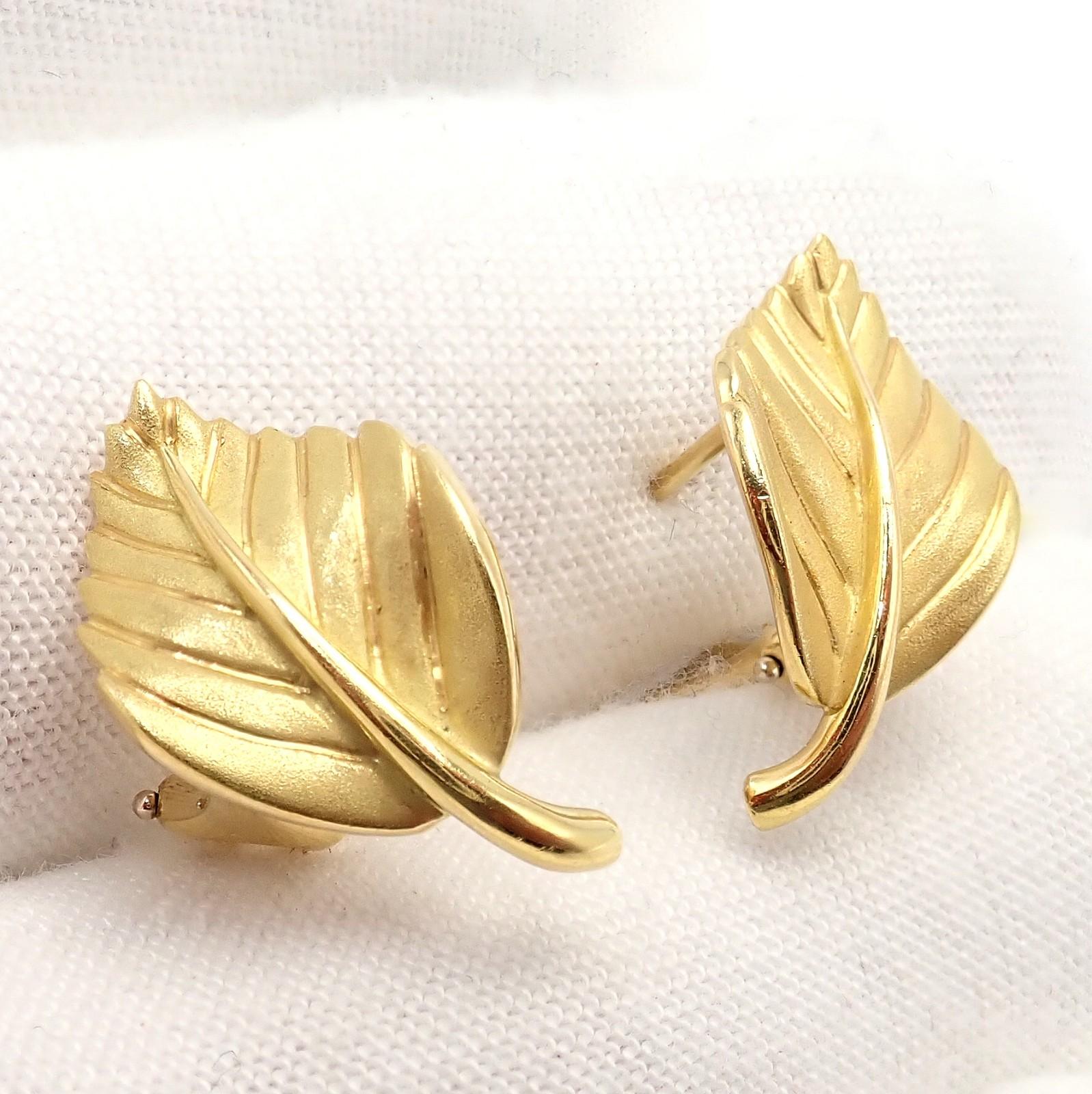 Vintage Tiffany & Co. Gelbgold-Ohrringe mit Blättern im Angebot 3