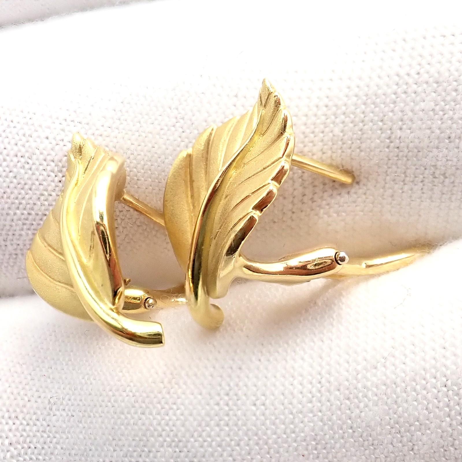 Vintage Tiffany & Co. Gelbgold-Ohrringe mit Blättern im Angebot 4