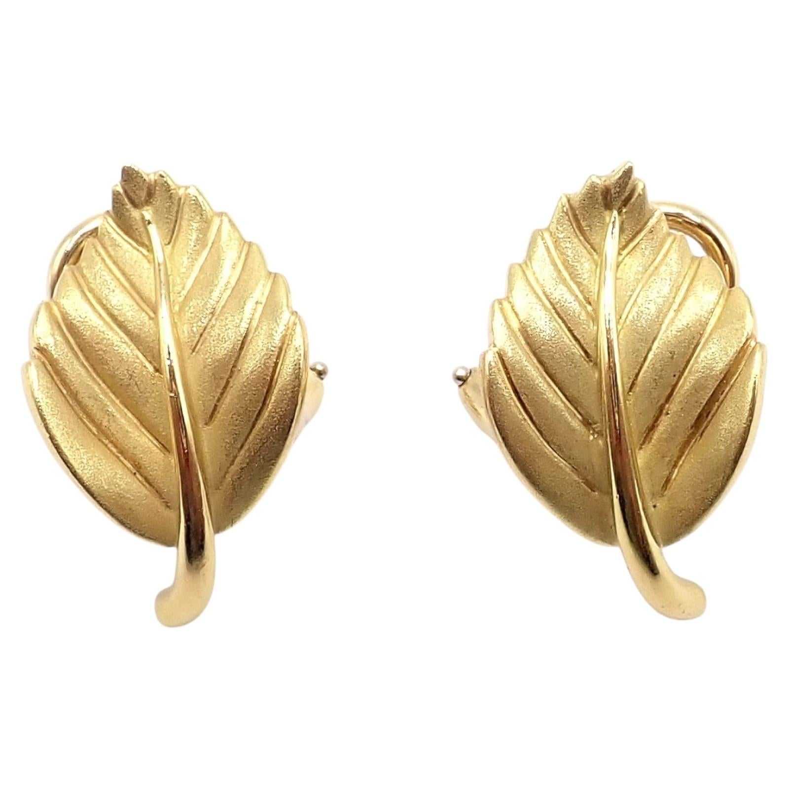 Vintage Tiffany & Co. Gelbgold-Ohrringe mit Blättern im Angebot 5