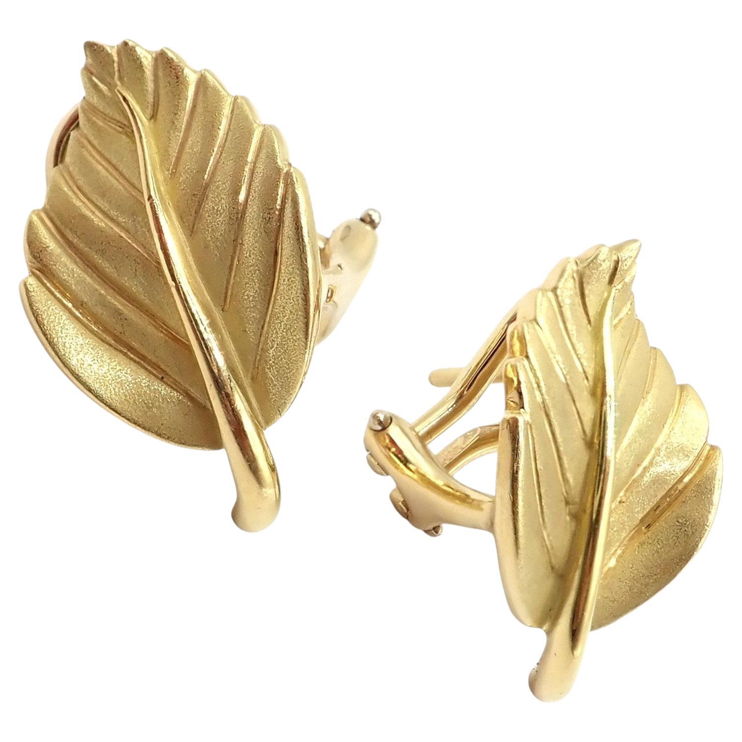 Vintage Tiffany & Co. Gelbgold-Ohrringe mit Blättern