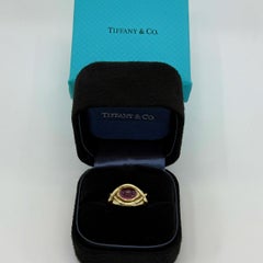Vintage Tiffany & Co. Light Pink Tourmaline Oval 18k Yellow Gold Band Dome Ring