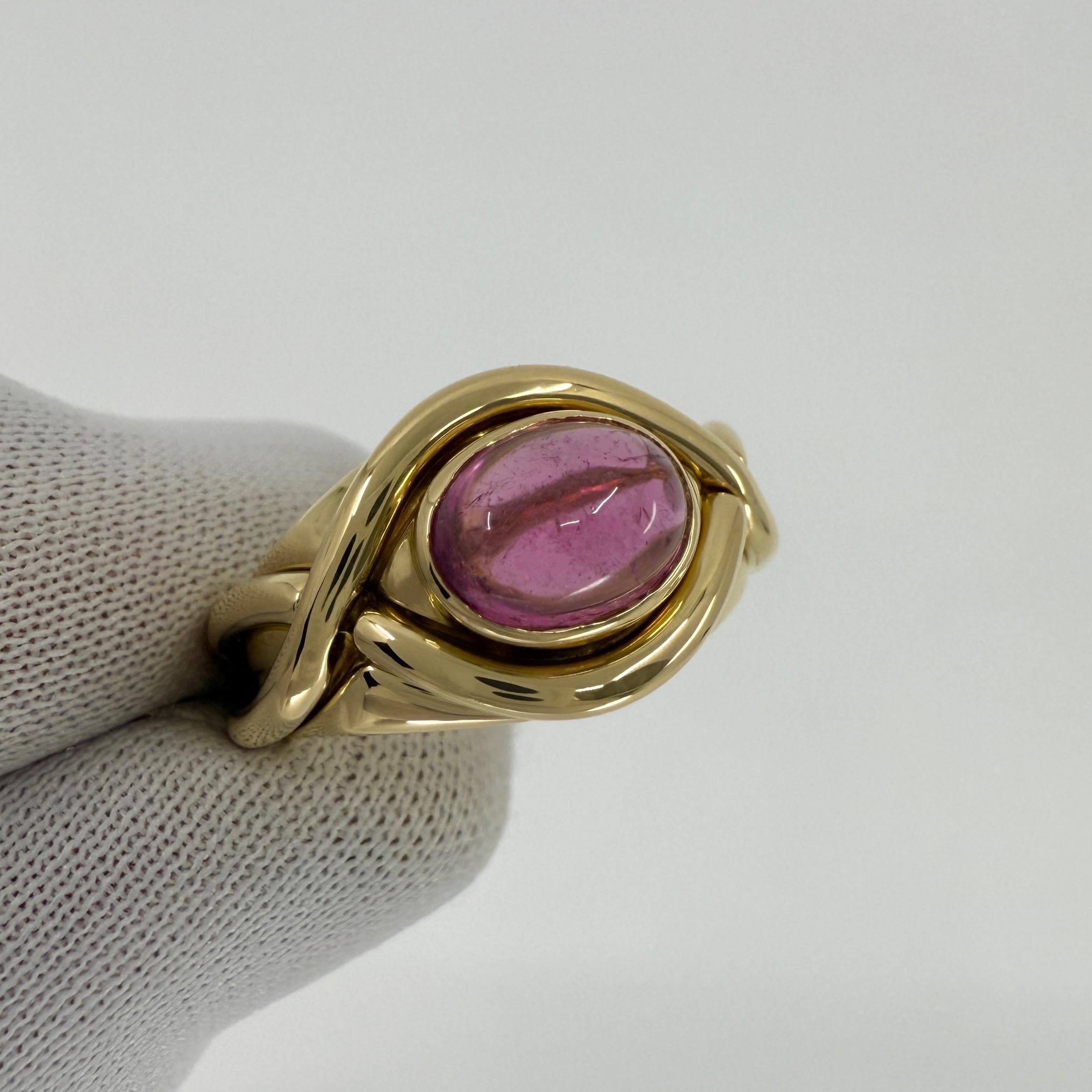 Vintage Tiffany & Co. Light Pink Tourmaline Oval 18k Yellow Gold Band Dome Ring For Sale 1