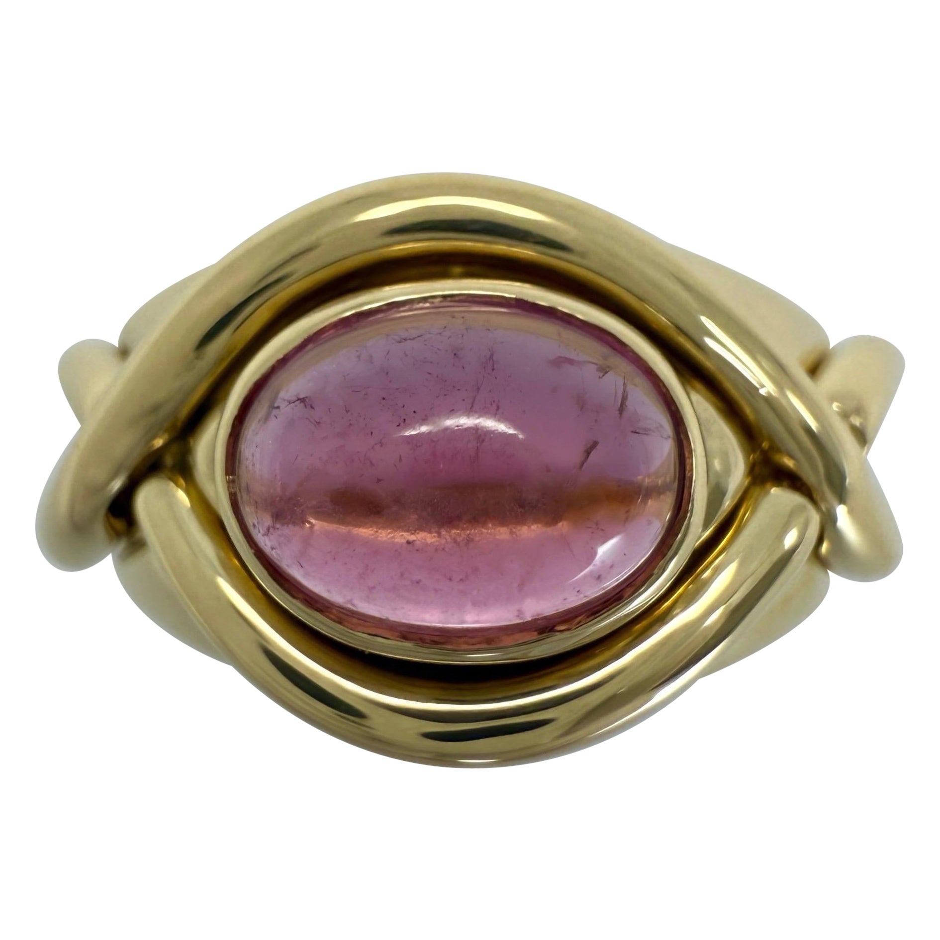 Vintage Tiffany & Co. Light Pink Tourmaline Oval 18k Yellow Gold Band Dome Ring