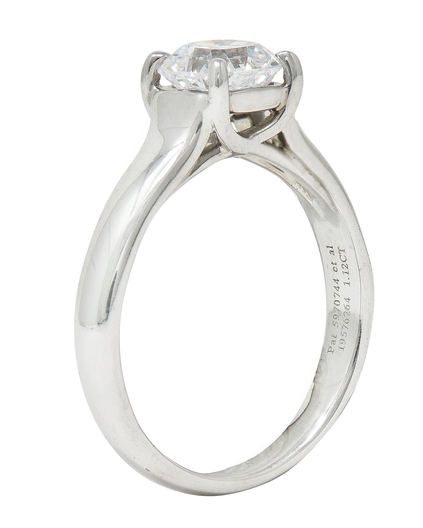 Vintage Tiffany & Co. Lucida 1.12 Carats Diamond Platinum Engagement Ring For Sale 2
