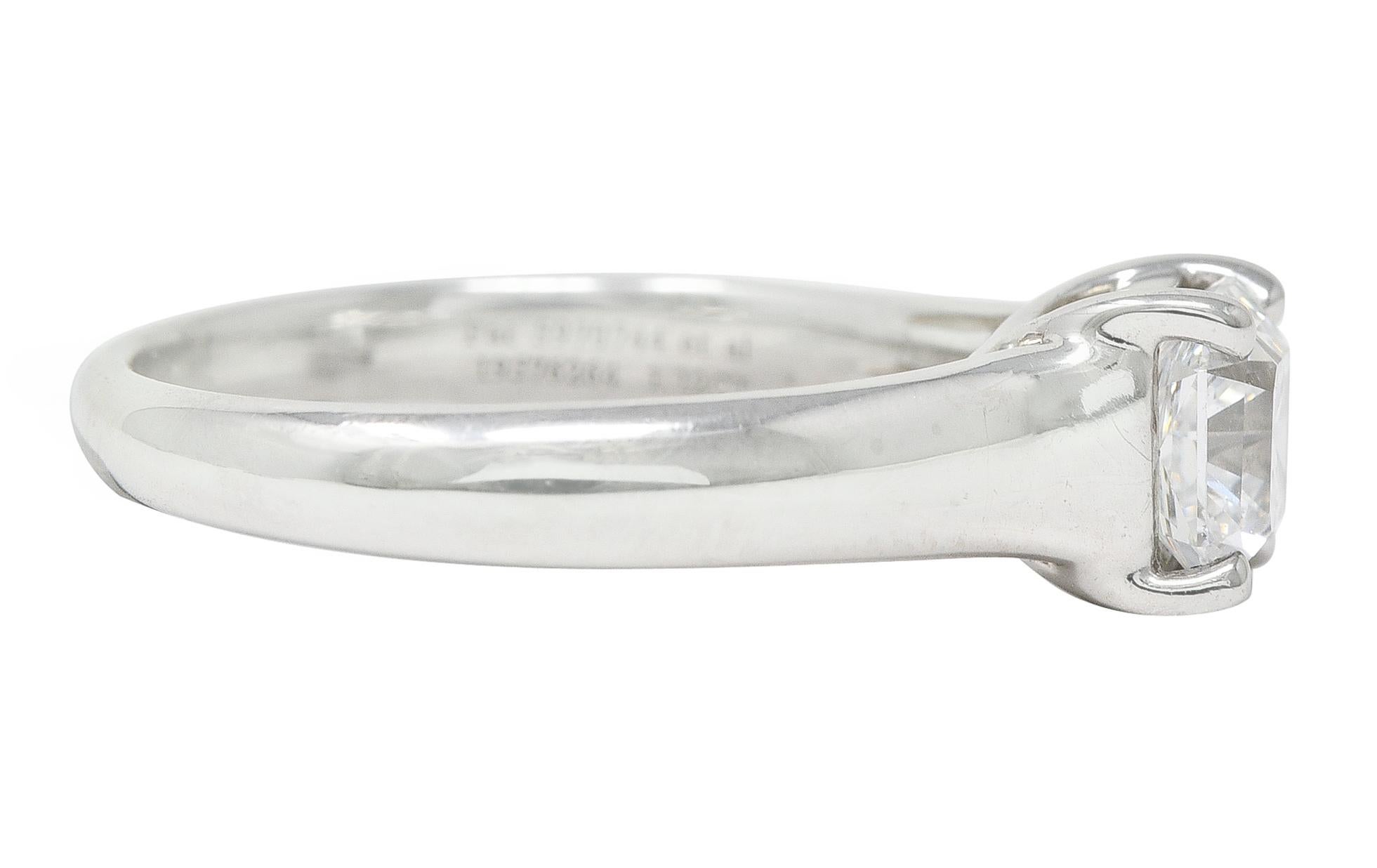 Contemporain Vintage Tiffany & Co. Lucida, bague de fiançailles en platine avec diamant de 1,12 carat en vente