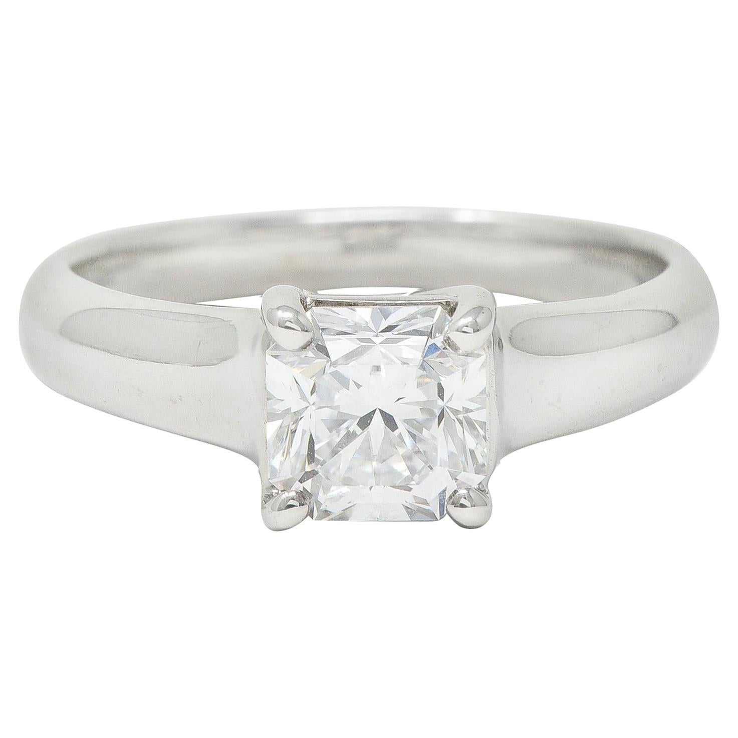 Vintage Tiffany & Co. Lucida, bague de fiançailles en platine avec diamant de 1,12 carat en vente