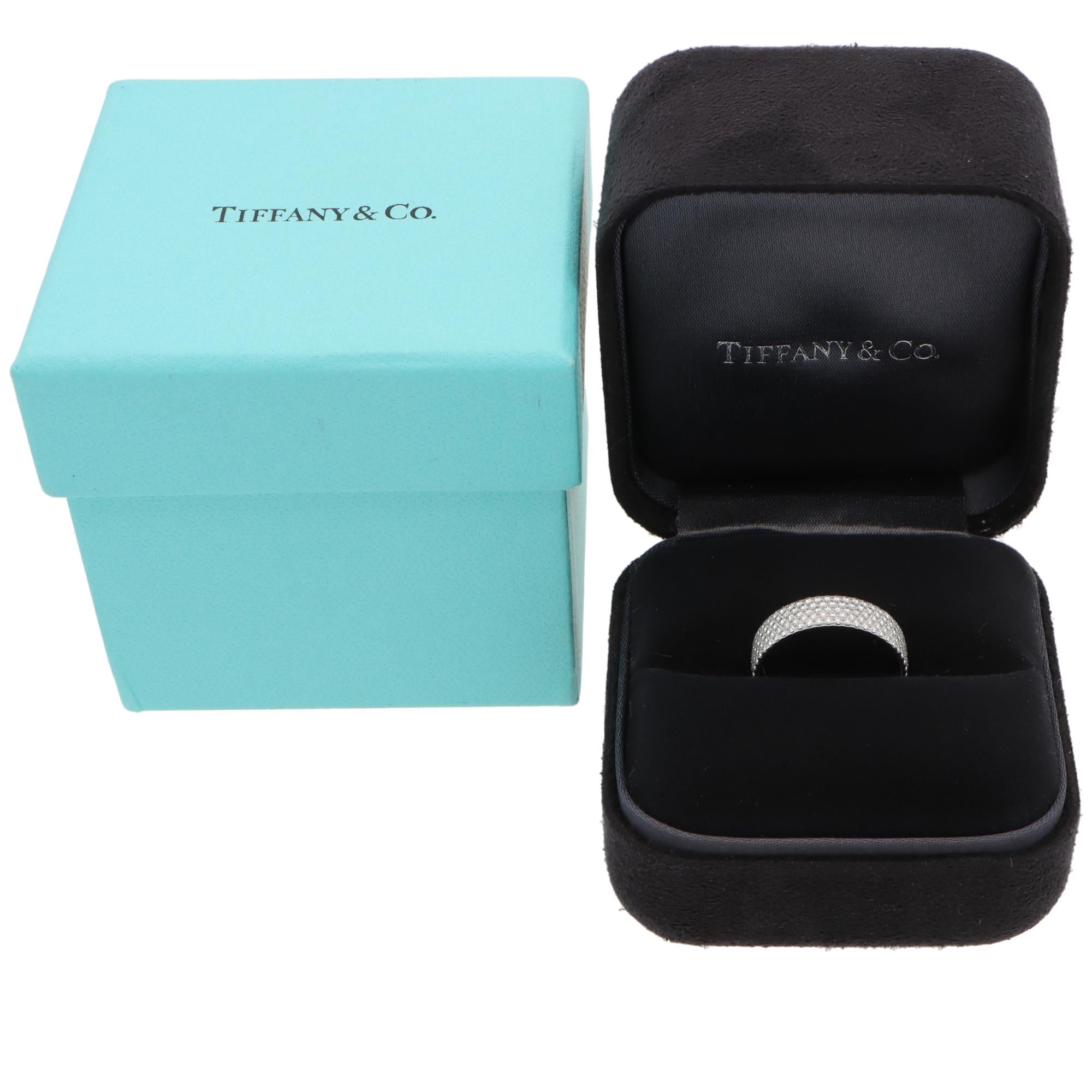 Brilliant Cut Vintage Tiffany & Co. Metro Diamond Five-Row Ring in White Gold
