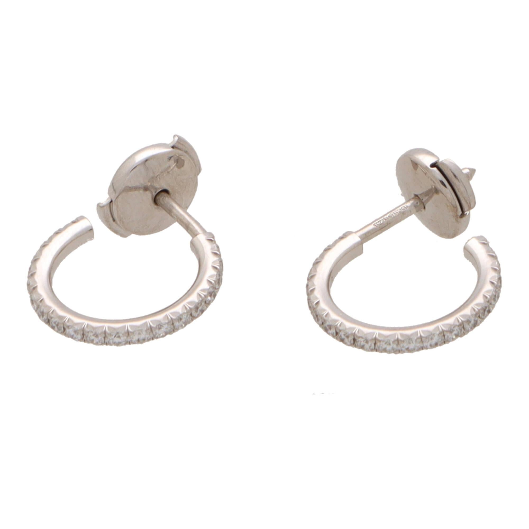 Modern Vintage Tiffany & Co. 'Metro' Diamond Hoop Earrings in 18k White Gold For Sale