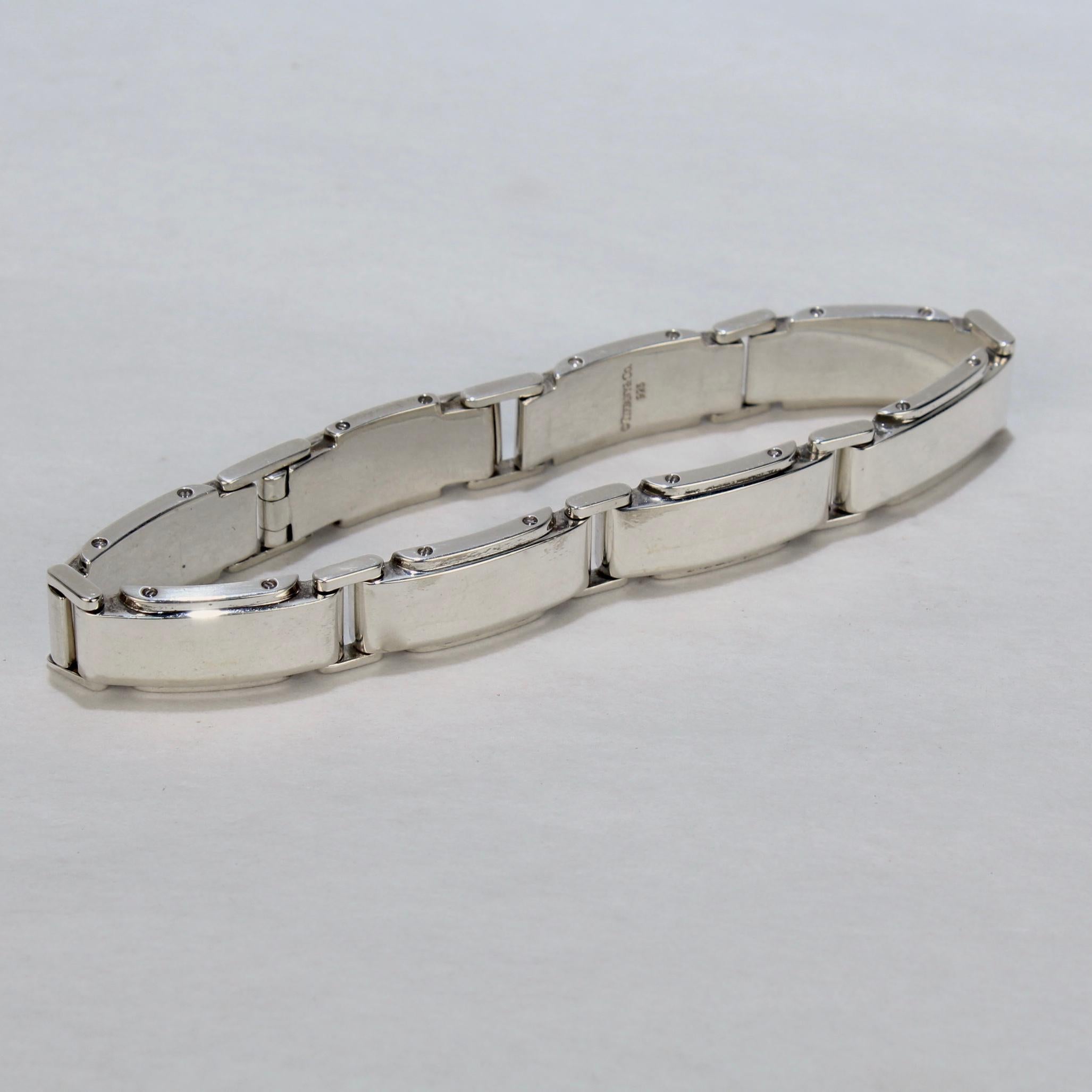 Vintage Tiffany & Co Metropolis Sterling Silver Link Bracelet In Good Condition For Sale In Philadelphia, PA