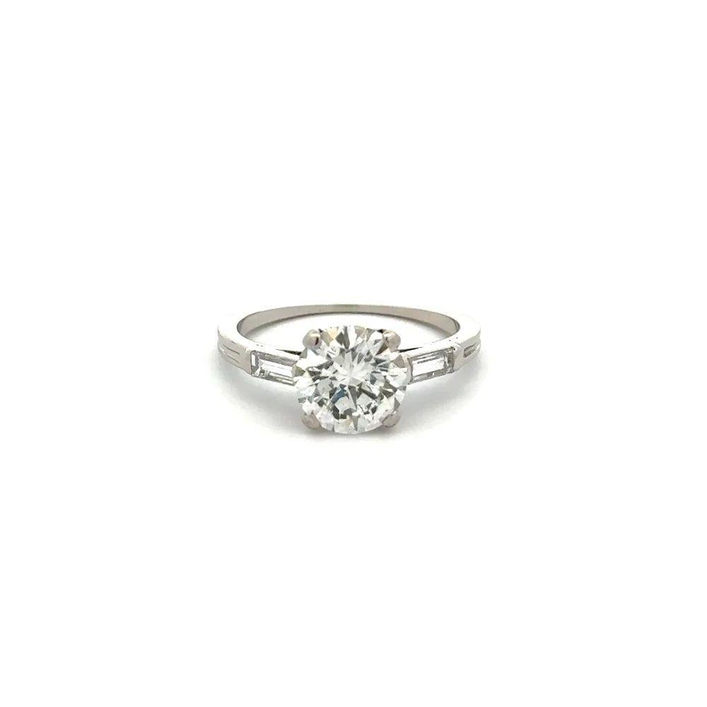 Brilliant Cut Vintage TIFFANY & CO Mid Century Modern GIA Diamond Solitaire Platinum Ring For Sale