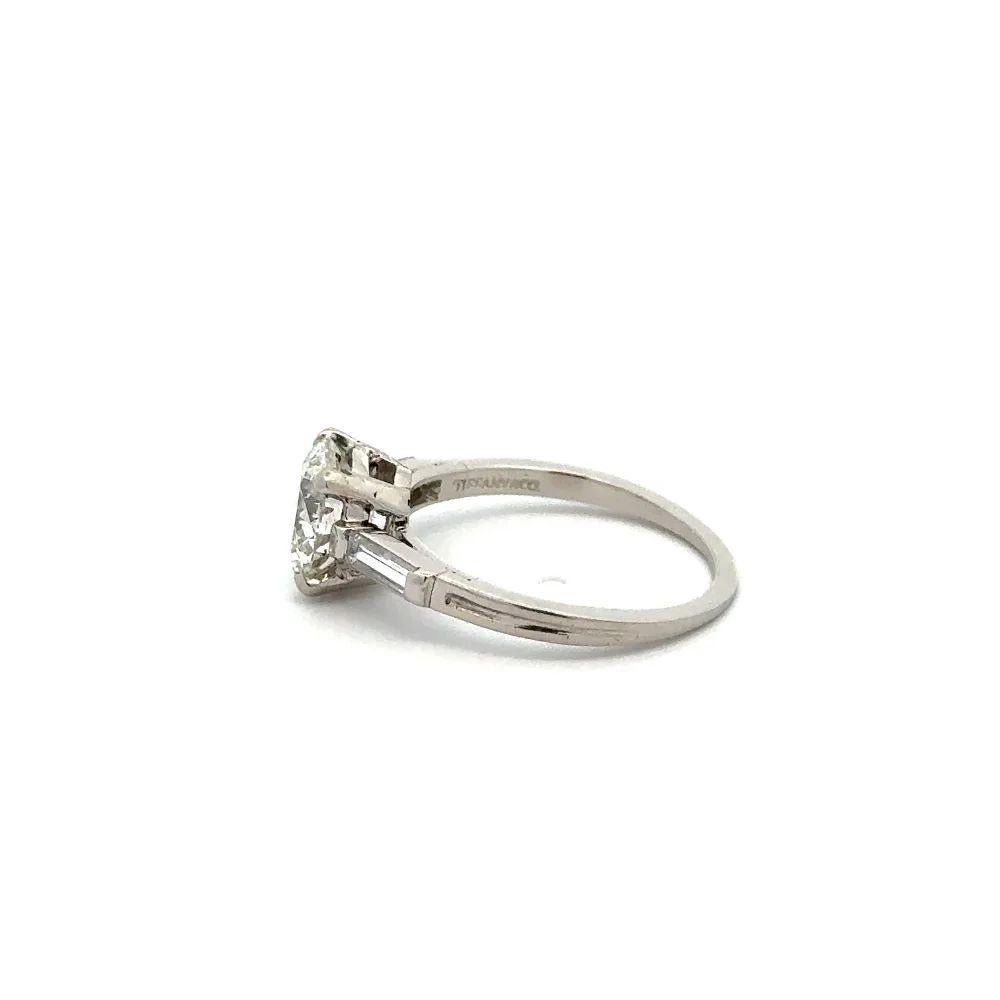 Women's Vintage TIFFANY & CO Mid Century Modern GIA Diamond Solitaire Platinum Ring For Sale