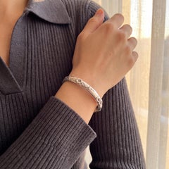 Vintage Tiffany & Co. "Nature" Silver Floral Motif Bangle Bracelet