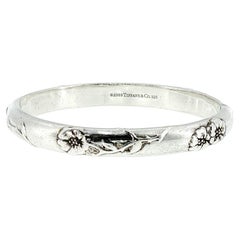 Vintage Tiffany & Co. "Nature" Silver Floral Motif Bangle Bracelet