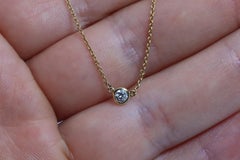 Vintage Tiffany Co Necklace Elsa Peretti Diamond by the Yard 0.12ct Solitaire 1P
