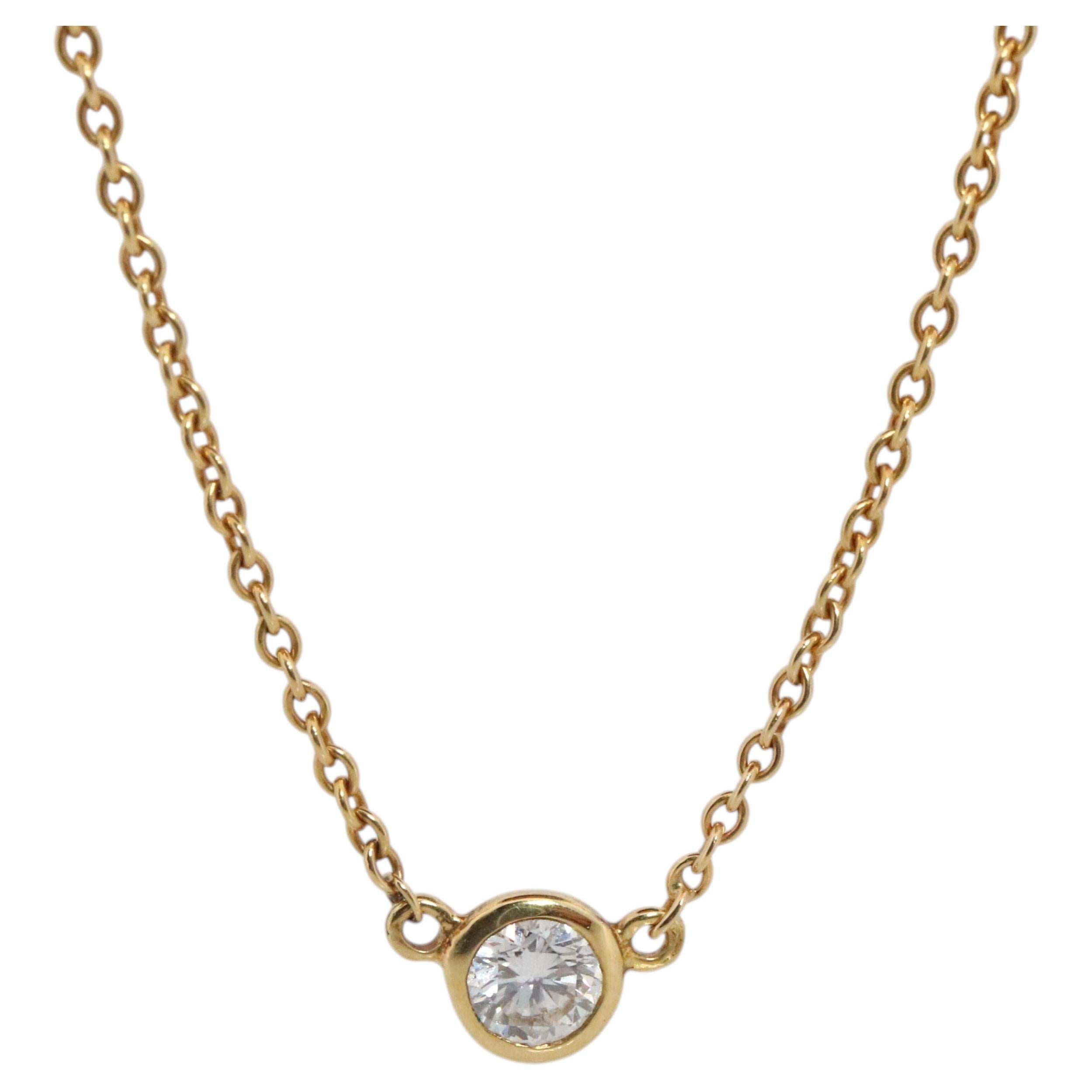 Vintage Elsa Peretti for Tiffany & Co. Collana con diamanti da 0,12ct Solitario 1P